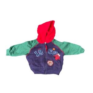 Vtg 2002 Sesame Street Varsity Elmo zip up hoodie size 12M Sweatshirt